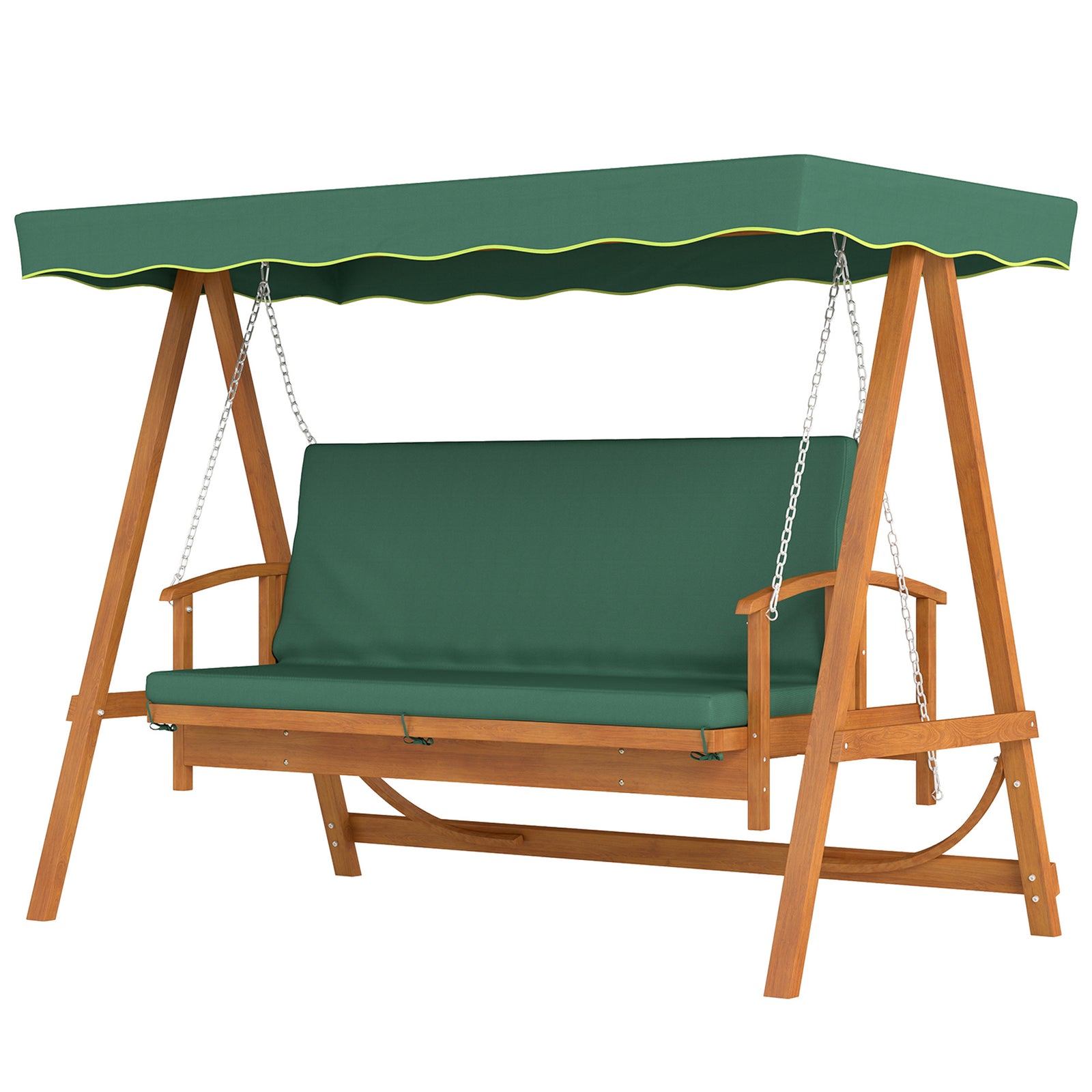 3 Seater Wooden Garden Swing Hammock Bench Lounger