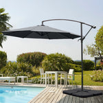 3m Banana Cantilever Patio Parasol For Outdoor Sunshade And Rain With A Cross Base And A Square Base | One Size | Grey