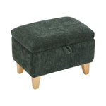 Chenille Upholstered Storage Ottoman Compact Footstool With Hidden Storage | Small | Green