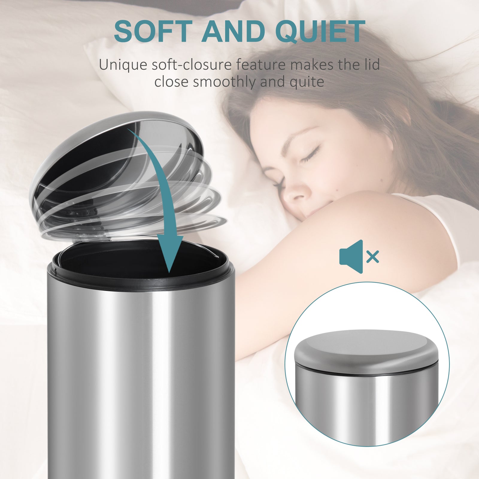 Foot Pedal Bin Stainless Steel Metal Waste Rubbish Lid