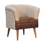 Solid Mango Wood Boucle Cream Buffalo Armchair