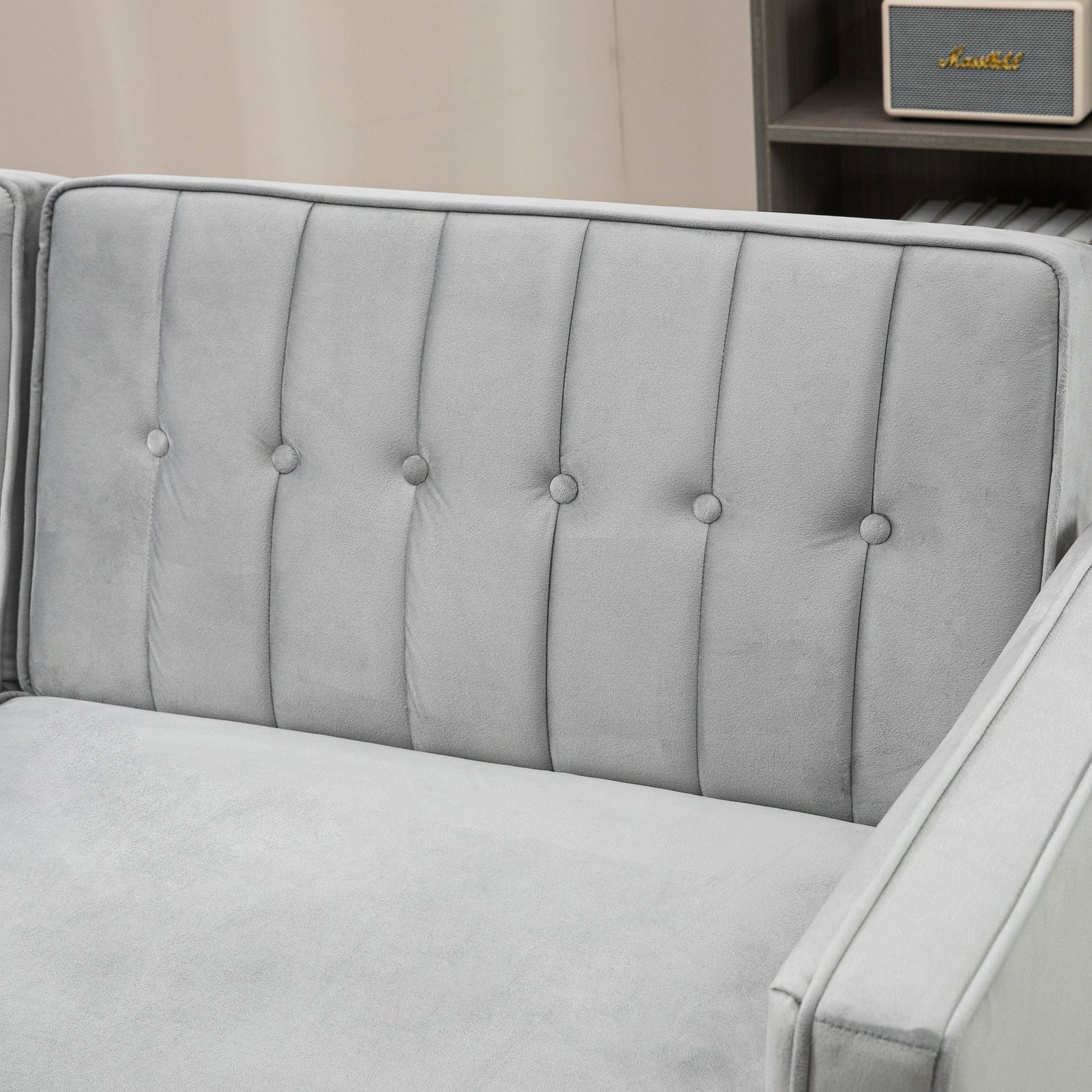 Convertible Sofa Futon Velvet Touch Tufted Couch Sofa Bed | One Size | Charcoal Gray