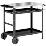 Bbq Trolley W/ Stainless Steel Top, Movable Pizza Table