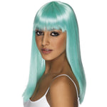 Glamourama Long And Straight Wig With Fringe | Neon Aqua