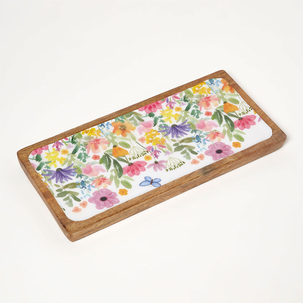 HOMESCAPES Spring Time Enamel Tray, 19 X 40cm