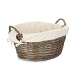 Wicker Antique Wash Oatmeal Cotton Lined Laundry Basket | Gray