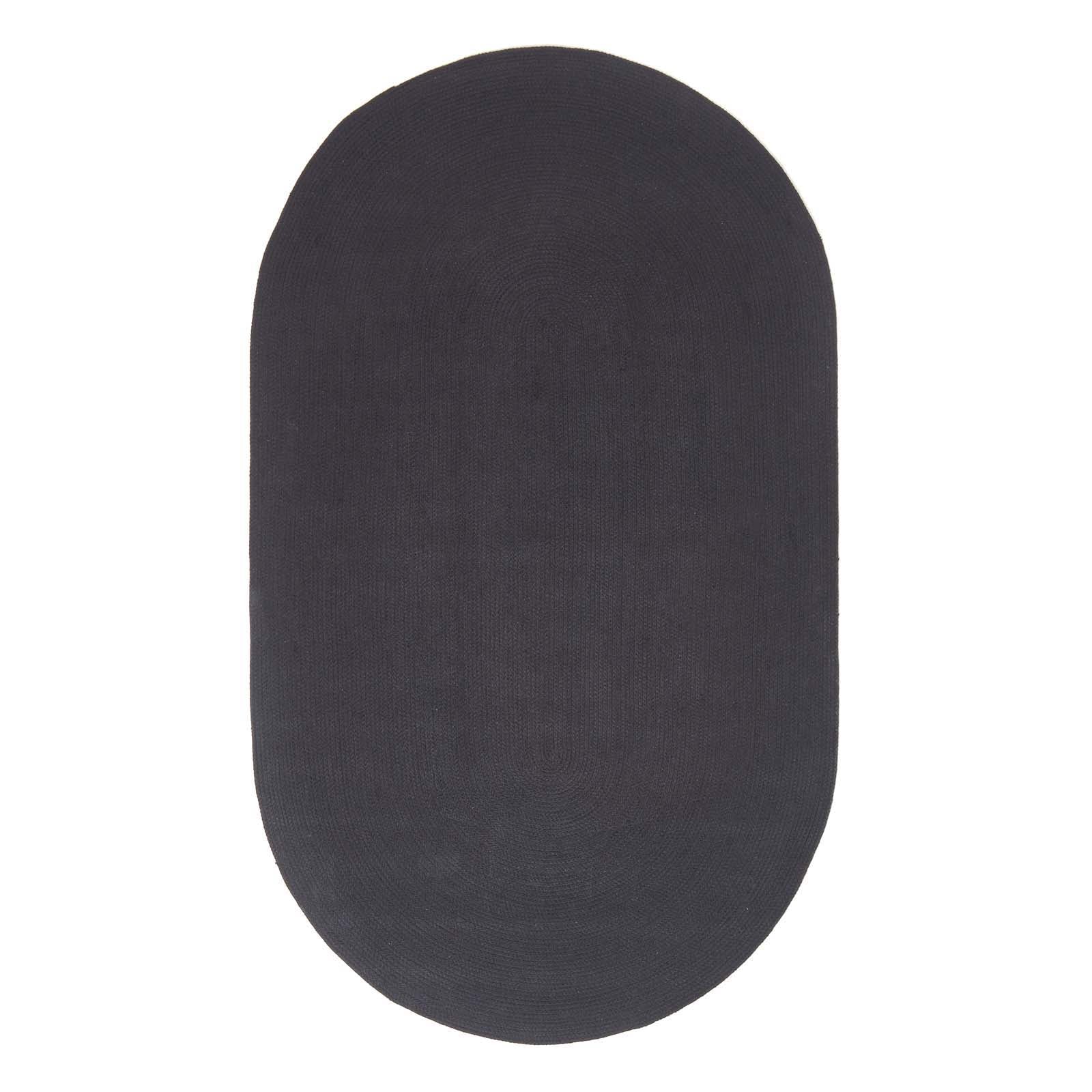 Handmade Woven Braided Oval Rug | 170cm | Black