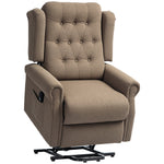 Power Lift Recliner Armchair With Wingback, Button Tufted | One Size | Brown