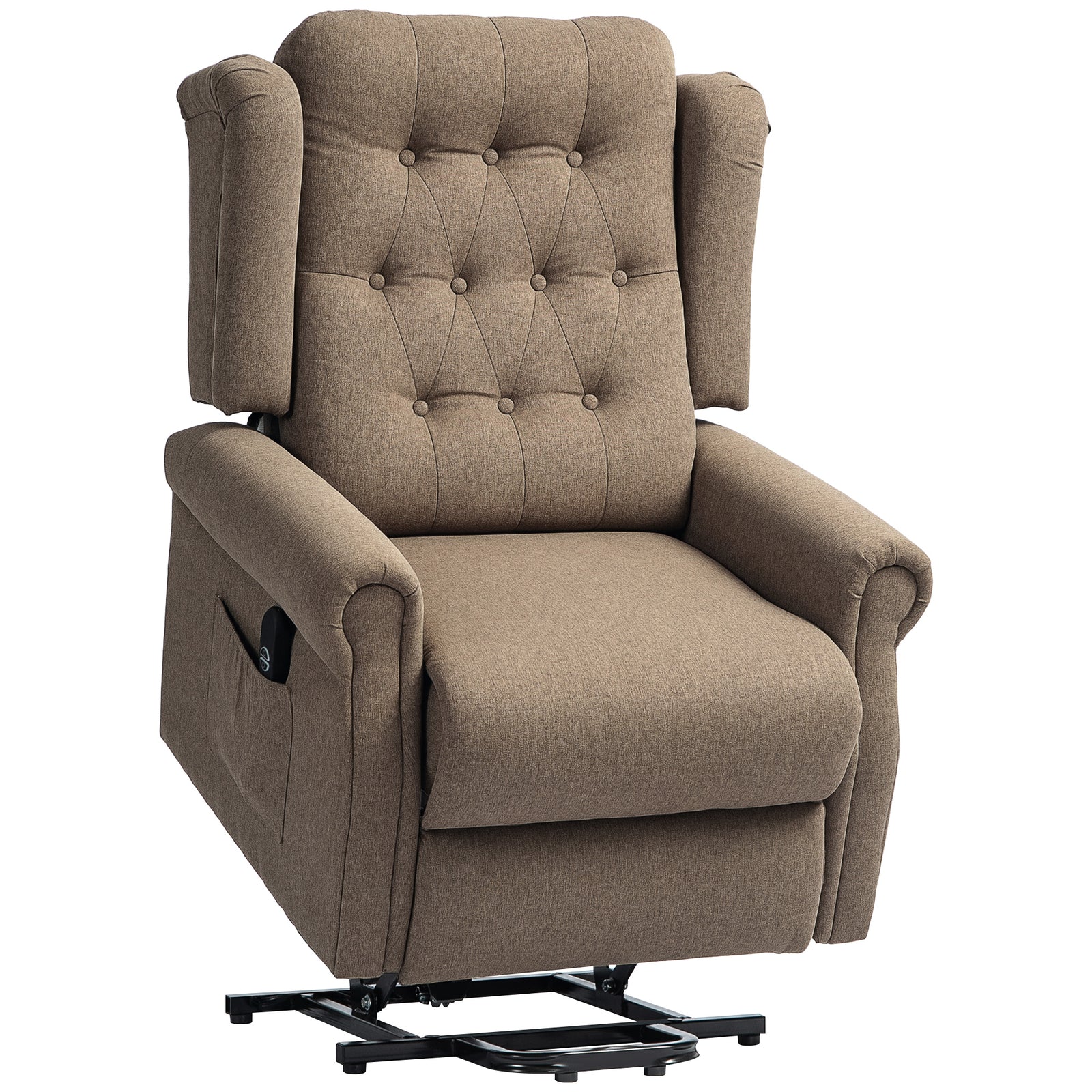 Power Lift Recliner Armchair With Wingback, Button Tufted | One Size | Brown