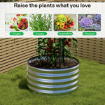 0.8m(dia) X 0.4/0.8m H Gardens Plan Round Galvanized Steel Raised Garden Bed | Medium | Galvanized Silver