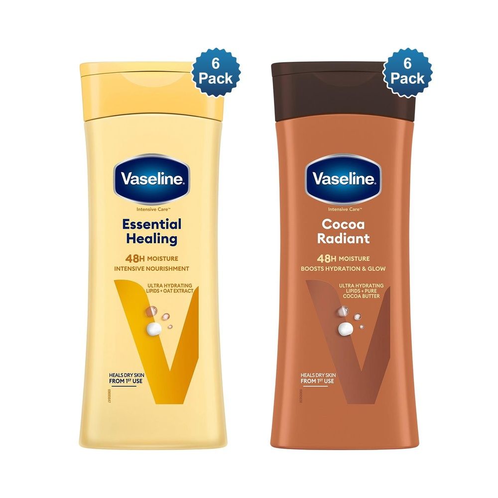 Vaseline Intensive Care Essential Healing & Cocoa Radiant Lotion 400ml, 6 Pack