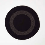 Braided 100% Cotton Round Placemats Set Of 4 | 40cm | Black & Grey