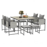 8 Seater Garden Dining Set, Cube Garden Furniture W/ Cushion