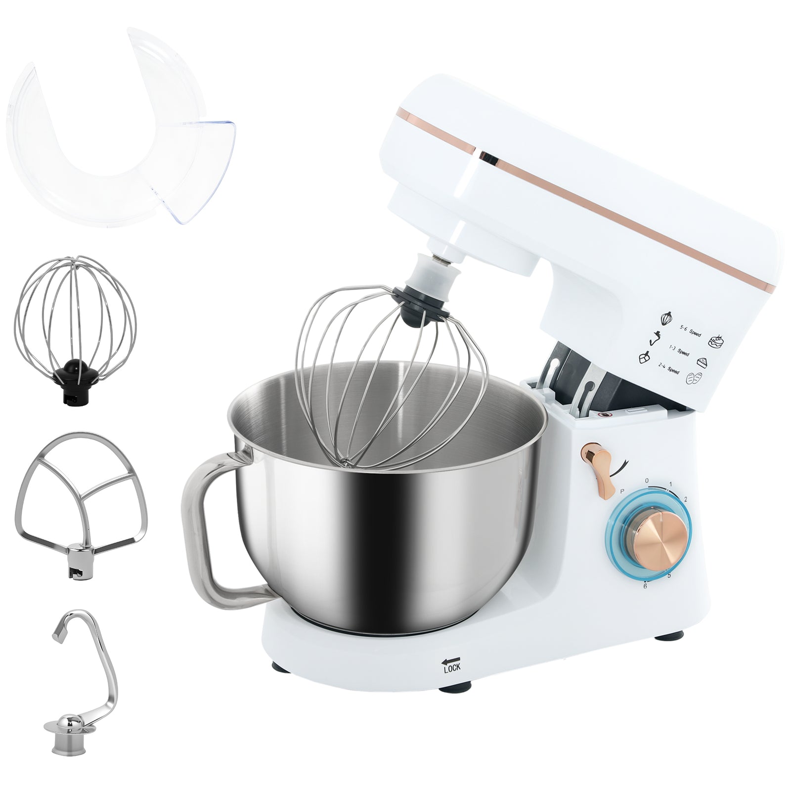 Electric Stand Mixer 5l Food Mixer With Whisk | White
