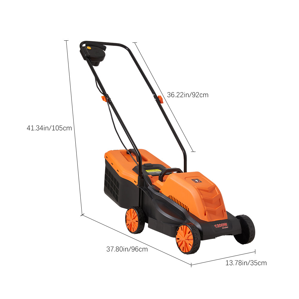 1600w Brushless Electric Lawn Mower 32cm Cutting Width Height Adjustment 30l Grass Box | 3 Height