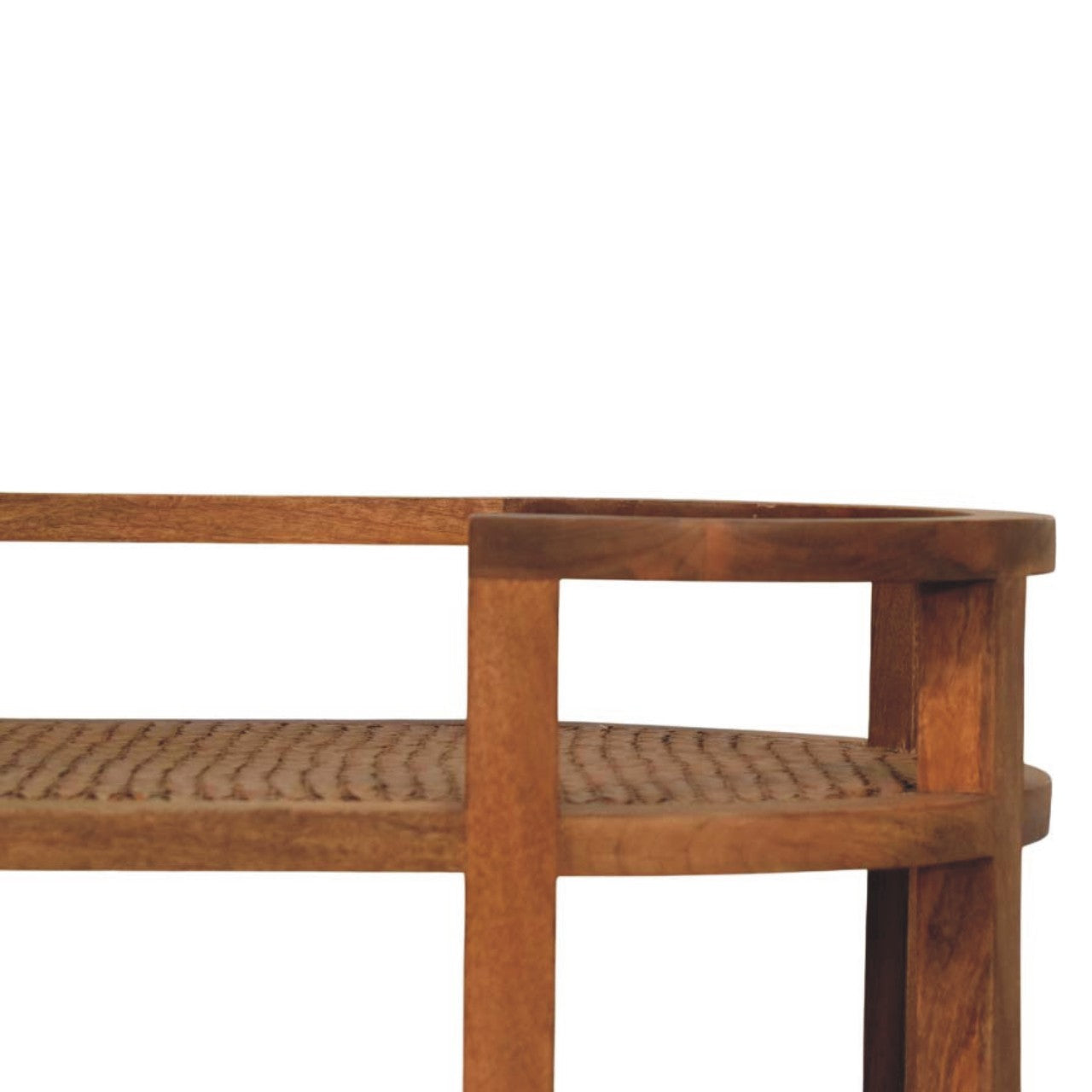 Saffron Rattan Butler Table, Hand-woven Saffron Rattan, 1 Open Shelf, Brown