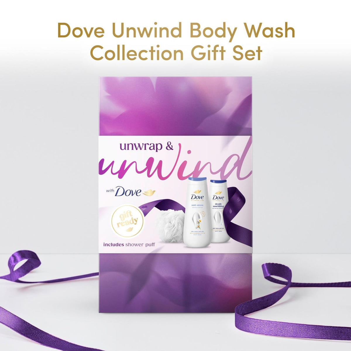 DOVE Unwind Body Wash Collection Gift Set, 2 Full Size Each