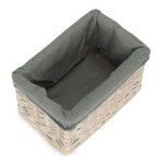 White Wash Grey Lined Open Storage Basket | Small | Gray