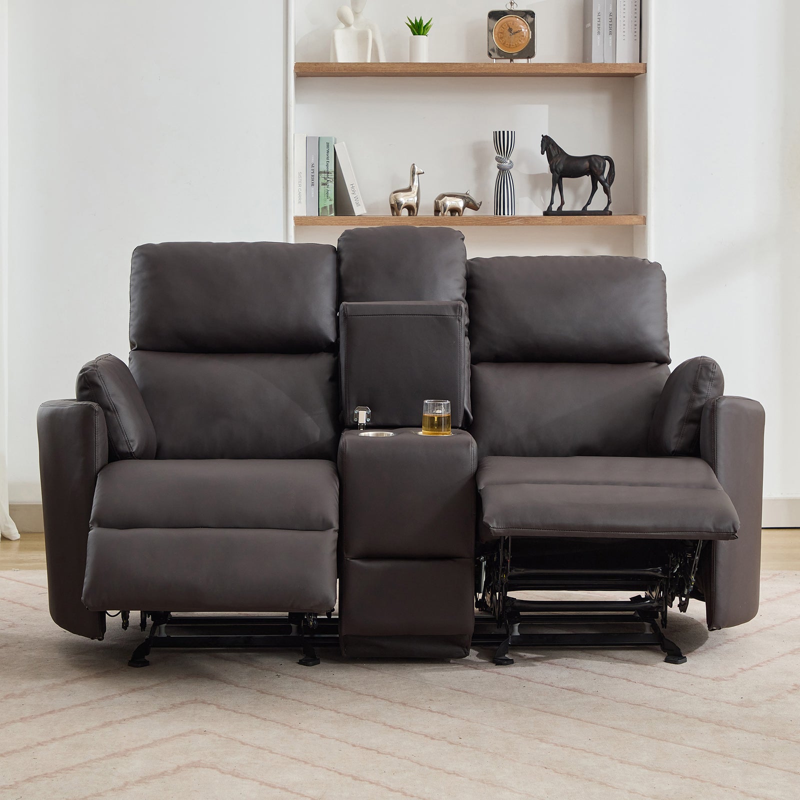 Hudson 2 Seat Rocker Recliner Sofa With Centre Console | Brown