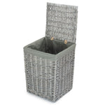 Grey Wash Square Laundry Basket With Grey Sage Lining | Small