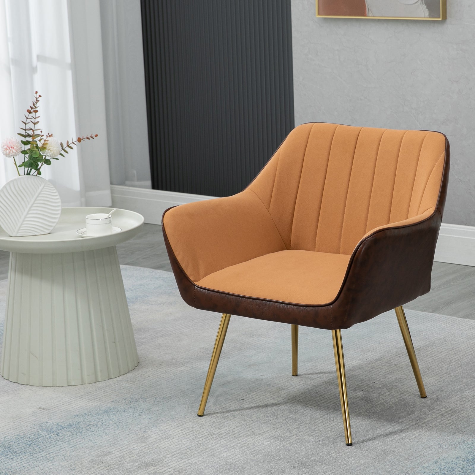Accent Chairs Velvet Armchairs Living Room Bedroom | One Size | Brown