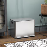 3 X 20l Triple Kitchen Bin Pedal Bin For Recycling And Waste | Silver