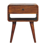 Solid Wood Avora Chestnut Nightstand With Drawer And Open Slot