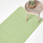 Cotton Gingham Check Rug Hand Woven | One Size | Green