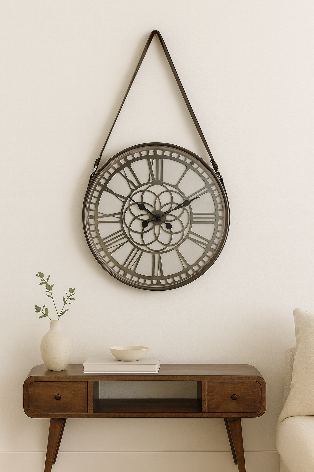 White Chrome Hanging Wall Clock