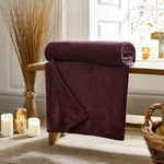 Snuggle Touch Solid Colour Fleece Throw – 140x180cm – Super Soft Plain Blanket | 140cm x 180cm | Purple