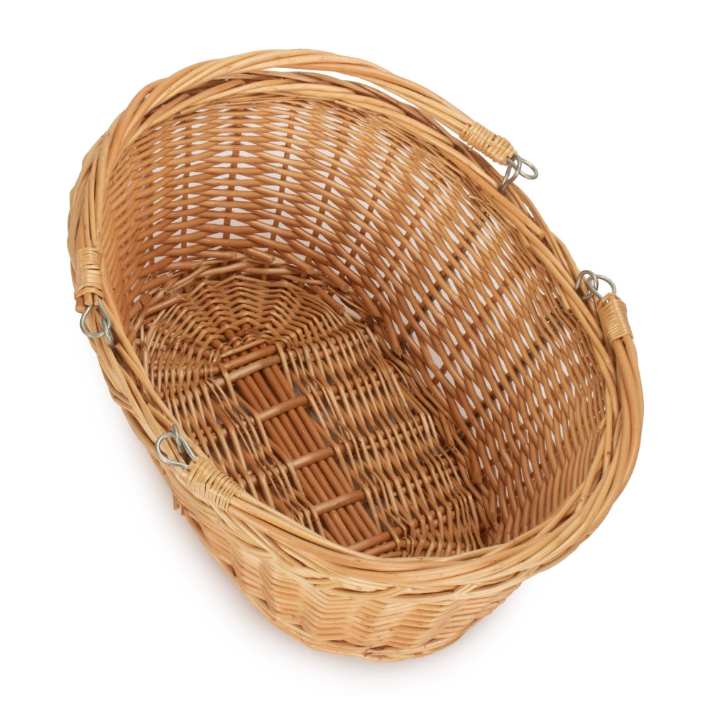 Medium Swing Handle Double Steamed Wicker Oval Shopping Basket | Brown