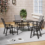 5 Pieces Garden Dining Set Outdoor Tempered Glass Garden Table With Foldable Chairs