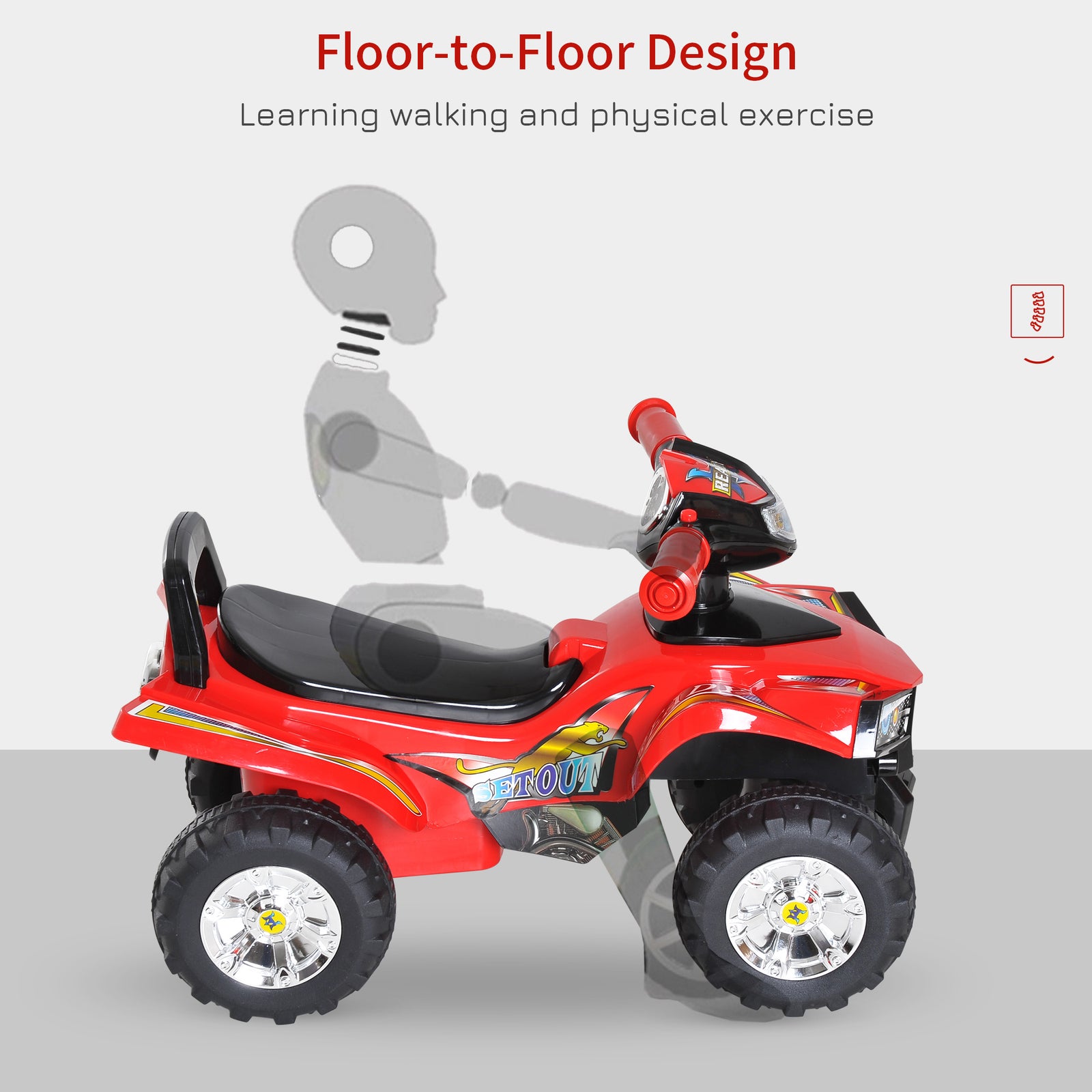 Kids Ride On Quads Boys Girls Led Lights Horn Music Toys 4 Wheels Red