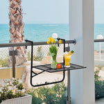 Balcony Hanging Table, Metal, Adjustable Folding, Black