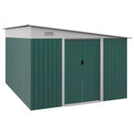 11.3x9.2ft Steel Garden Storage Shed Tool House With Doors | Green