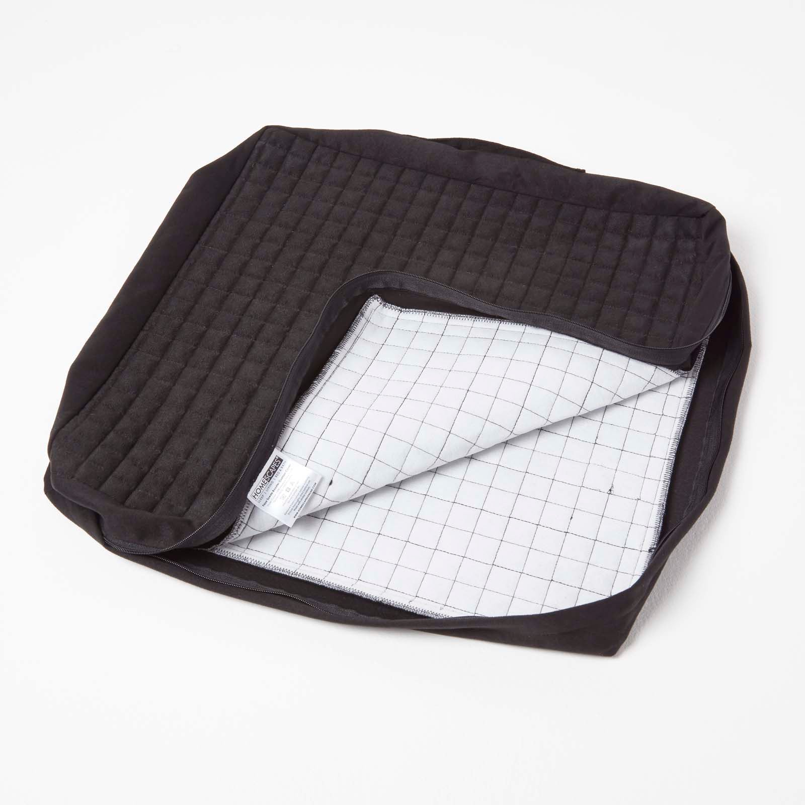 Quilted Polyester Armchair Booster Cushion Cover | 50cm x 50cm | Black