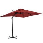 Square Cantilever Roma Parasol W/ 360° Crank & Base | Red