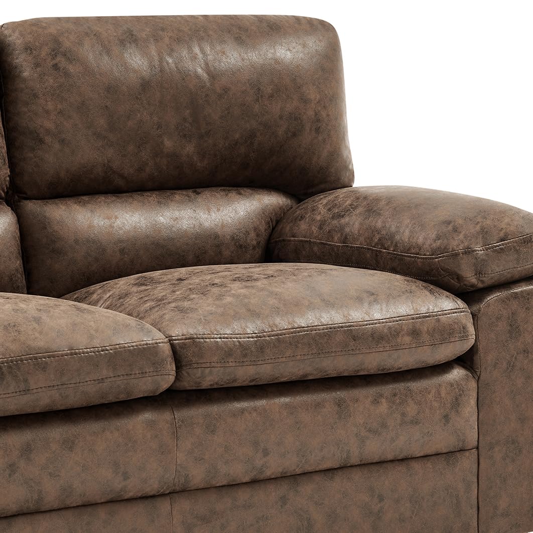 Oxford Faux Leather Sofa 3 Seater | Brown