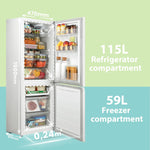 174 Litre Freestanding Fridge Freezer Low Frost Fridge with Reversible Door Hinge - Energy Saving LED lights & Adjustable thermostat – Low Noise [Energy Class E]