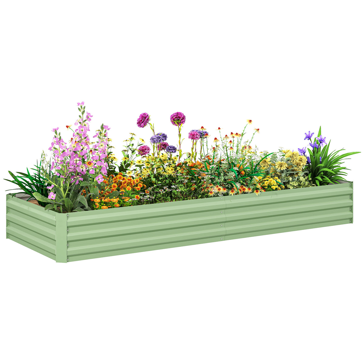 Outsunny Galvanised Raised Garden Bed Metal Planter Box, Light Green