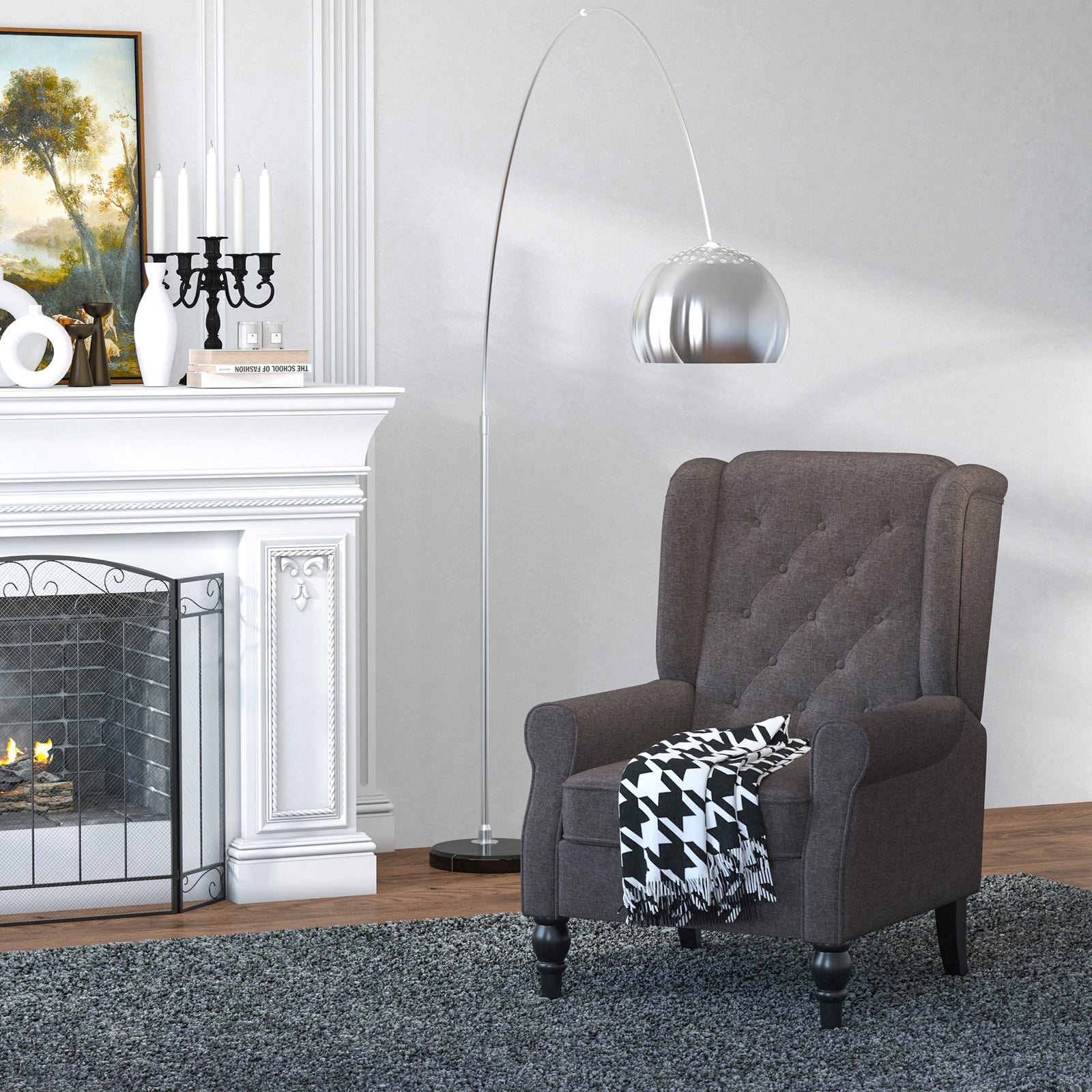 Accent Armchair Home Furniture Retro Tufted Club Wood | One Size | Brown