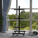 Olympic Weight Plate Rack With 4 Wheels And 6 Fasten Clamps | Black