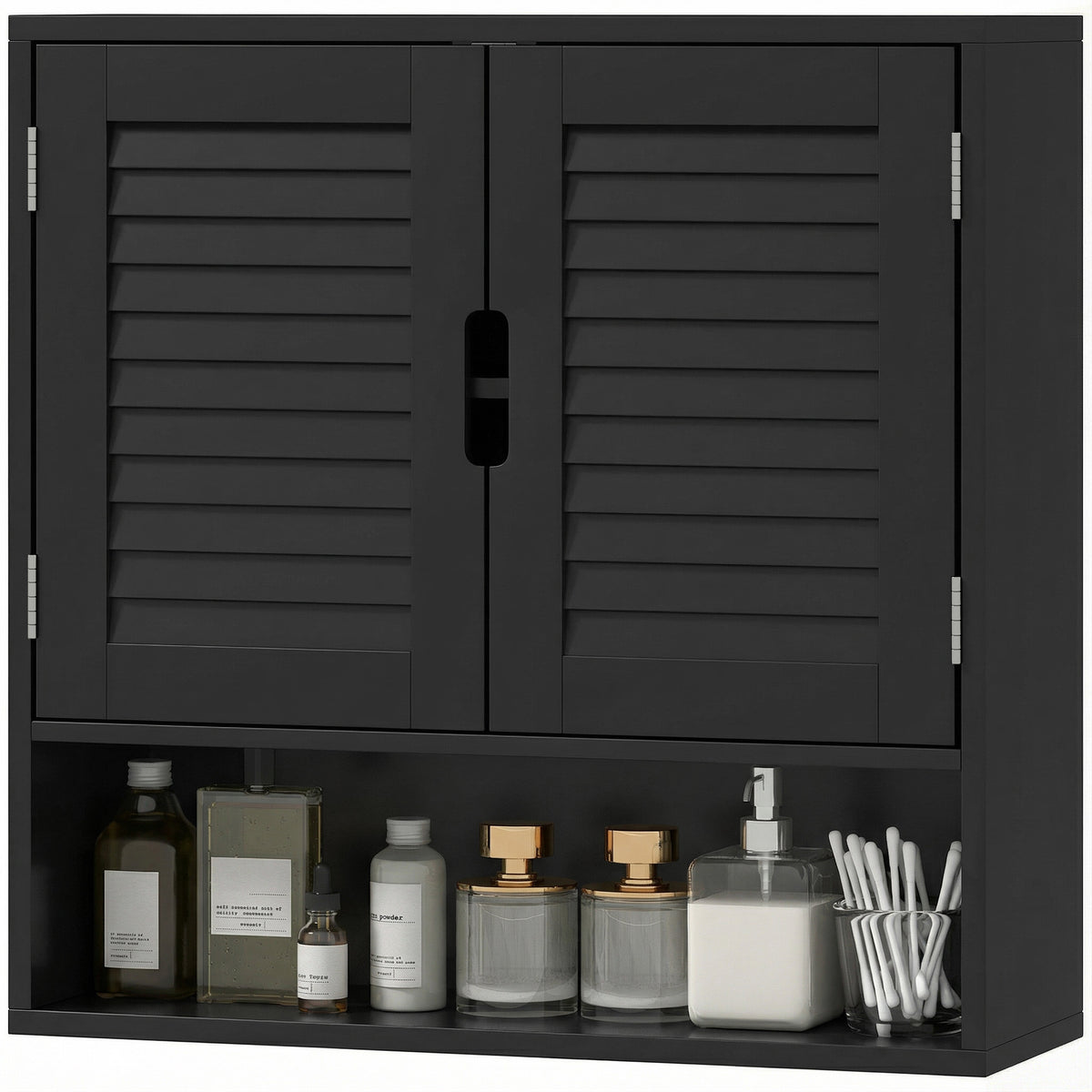Bathroom Cabinet Wall Storage Shelves 60 X 20 X 60 Cm | Black