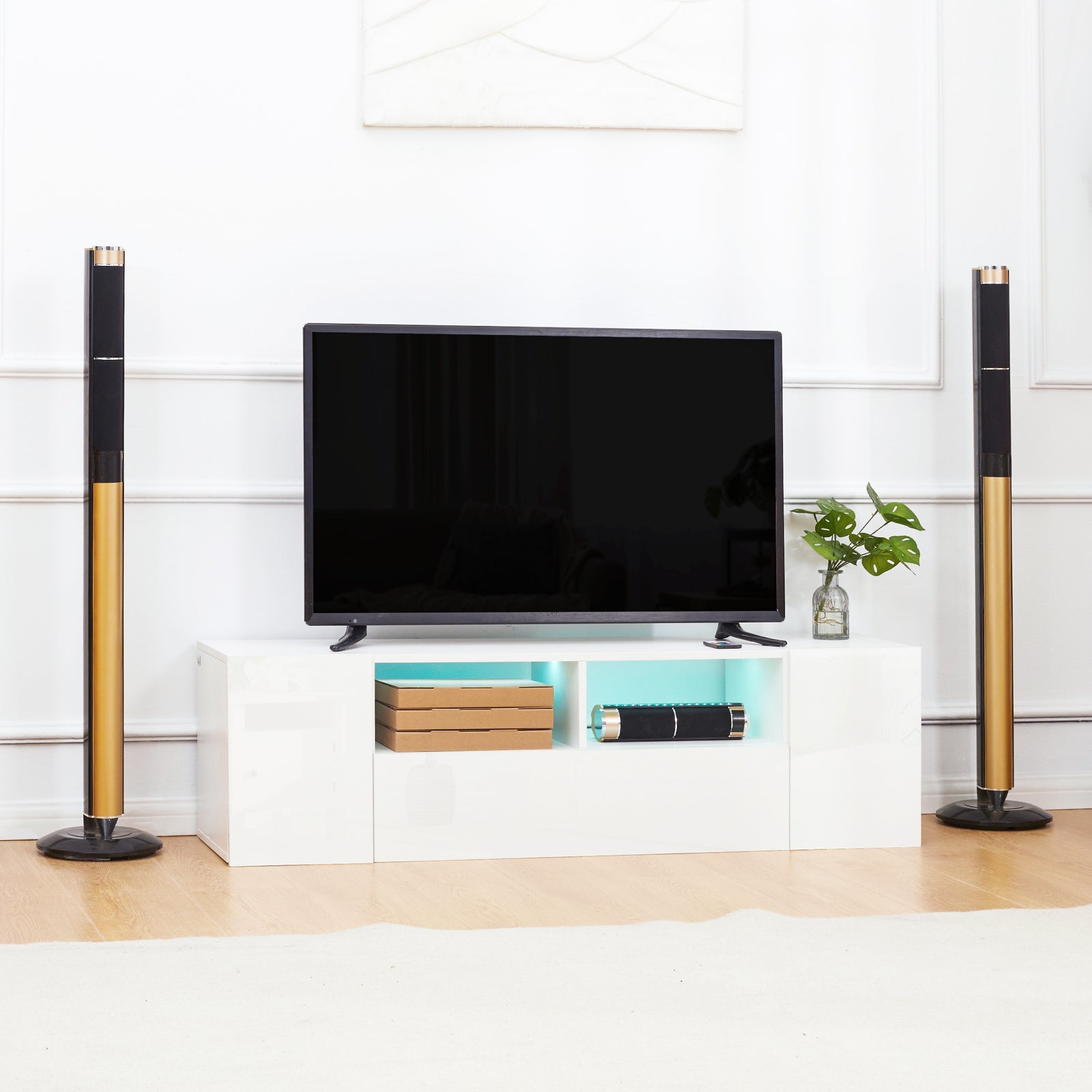 Tv Unit For Tvs Up To 60" With Led Lights | White