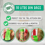 30 Litre Compostable Waste Bags | Set of 6 | Green