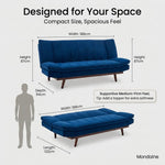 Mondaine Velvet Sofa Bed 3 Seater | Navy Blue