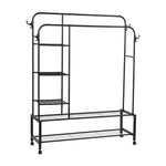 Double-rod Clothes Rack With Shelves And Wheels