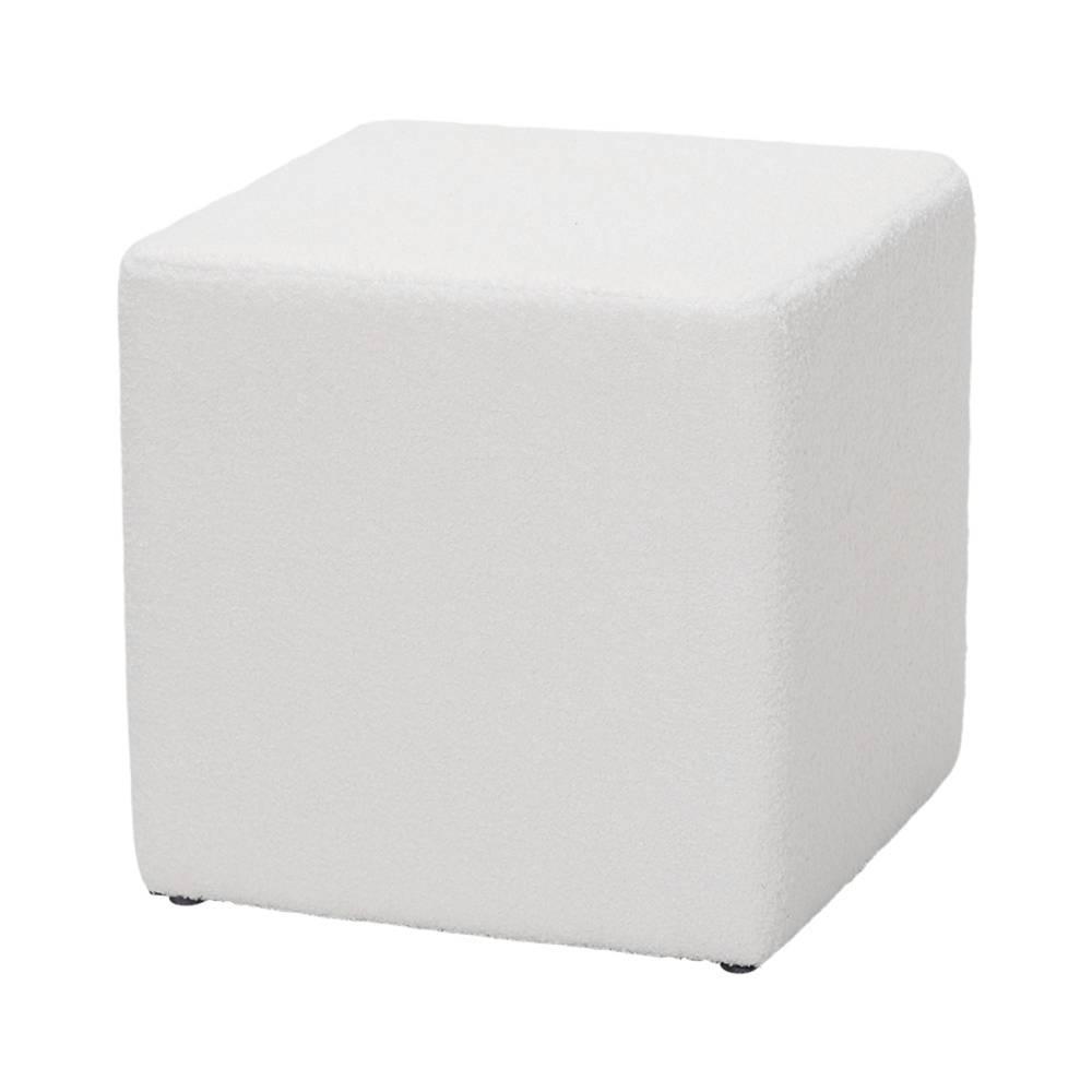 Breeins White Teddy Fleece Upholstered Footstool
