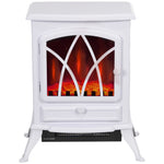 Freestanding Fireplace Flame Effect Electric Heater Burning | One Size | White