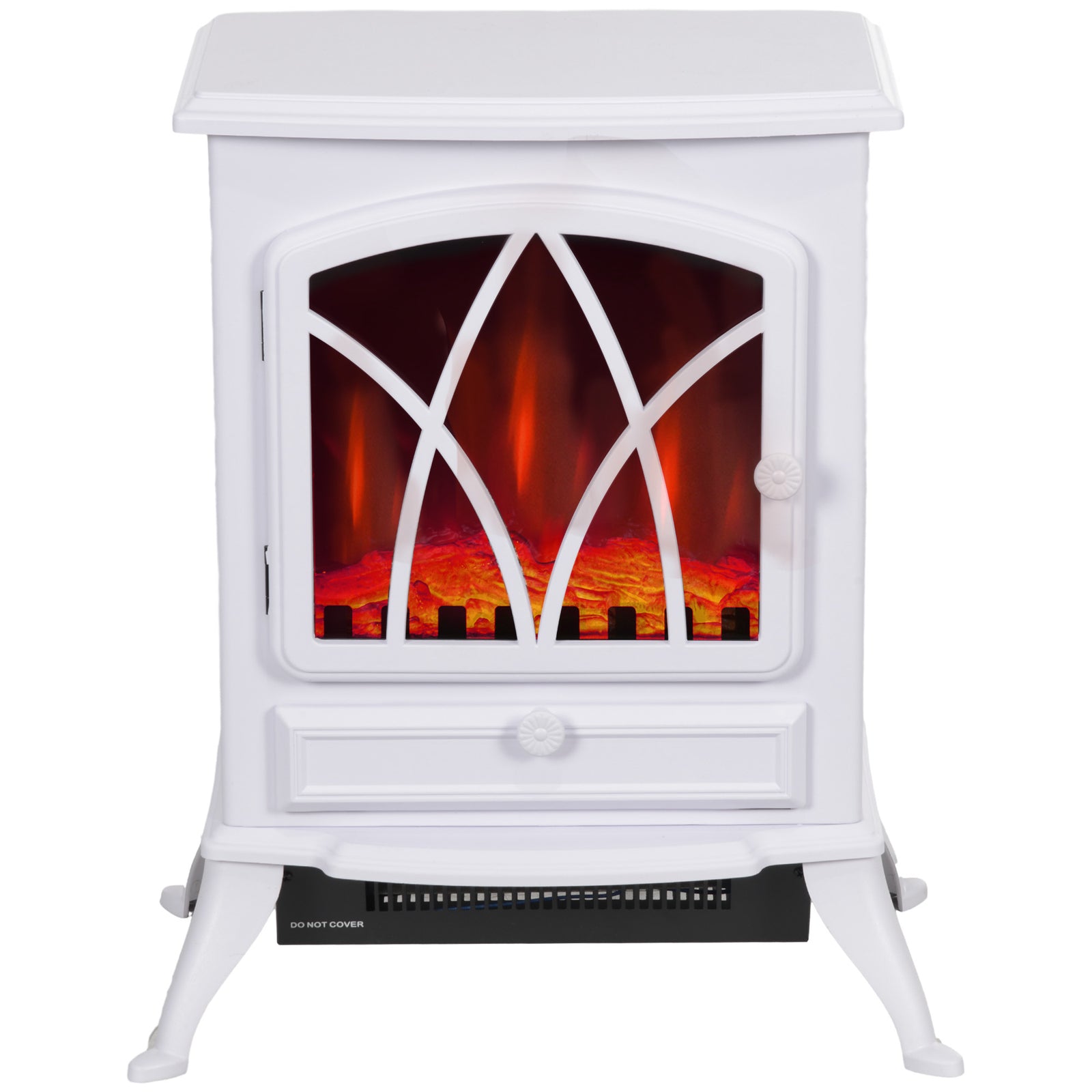 Freestanding Fireplace Flame Effect Electric Heater Burning | One Size | White